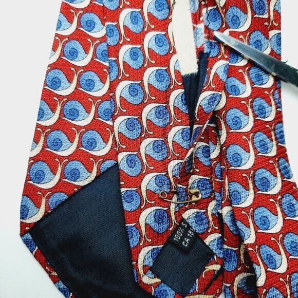 GIORGIO SISTINA 100% Silk Novelty Snail Pattern Men's Necktie Vintage Flawed - Picture 12 of 13